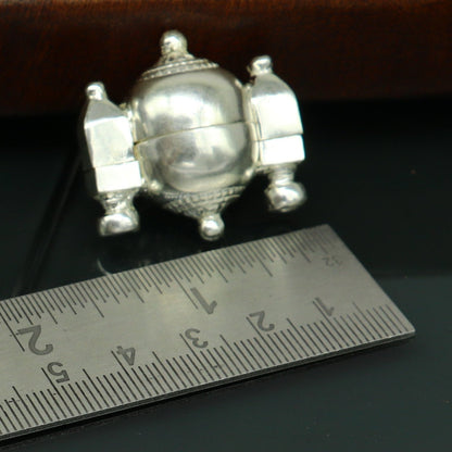Sterling silver Lord Shiva Lingam box pendant by TRIBAL ORNAMENTS, featuring intricate design and traditional South Indian jewelry style.