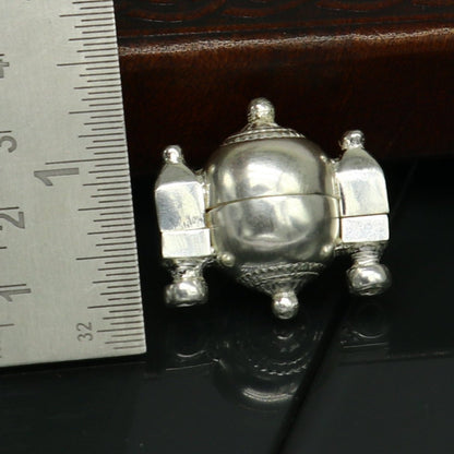 Sterling silver Lord Shiva Lingam box pendant by TRIBAL ORNAMENTS, detailed designer jewelry with intricate craftsmanship.
