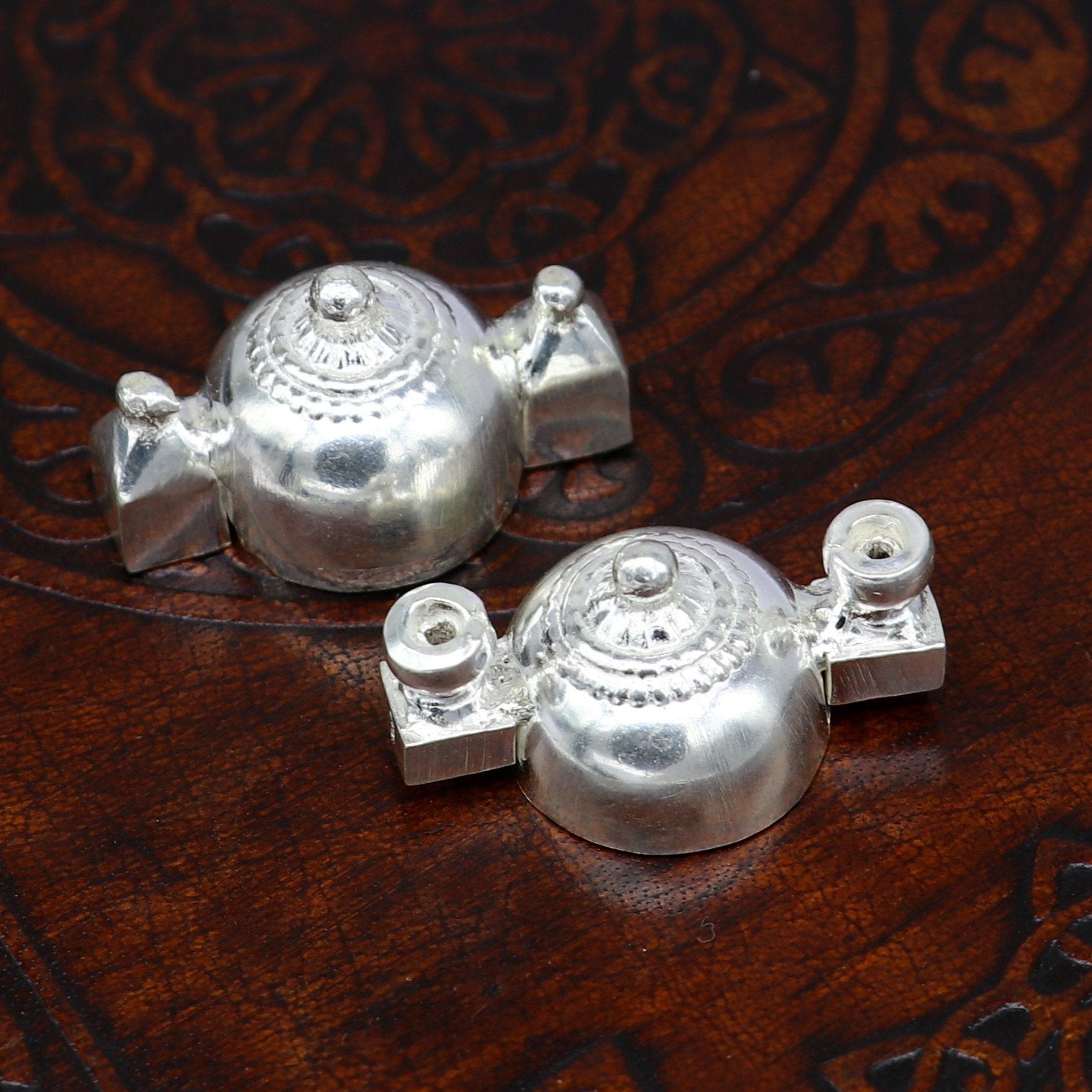 Sterling silver customized designer lord Shiva lingam box, unique rare stylish fancy box pendant, casket box south india jewelry nsp419 - TRIBAL ORNAMENTS