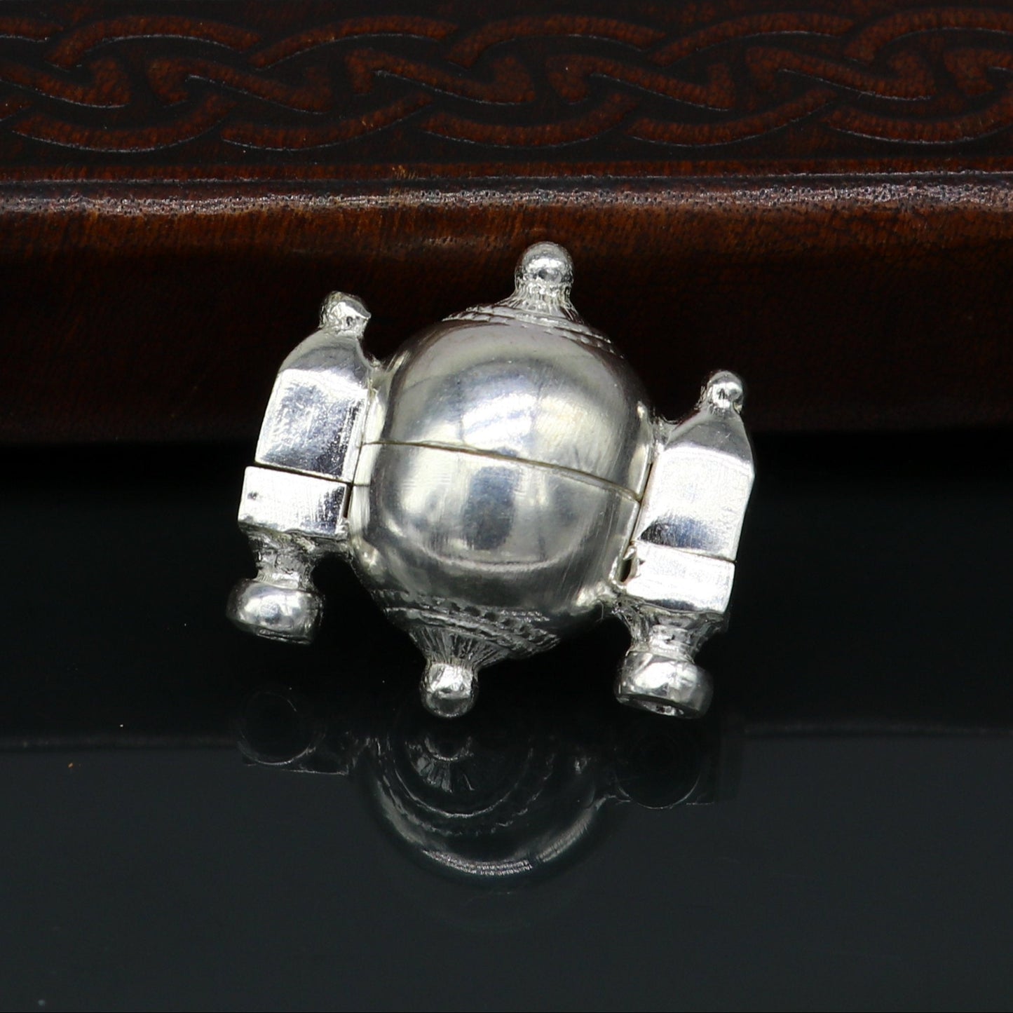 Sterling silver customized designer lord Shiva lingam box, unique rare stylish fancy box pendant, casket box south india jewelry nsp419 - TRIBAL ORNAMENTS