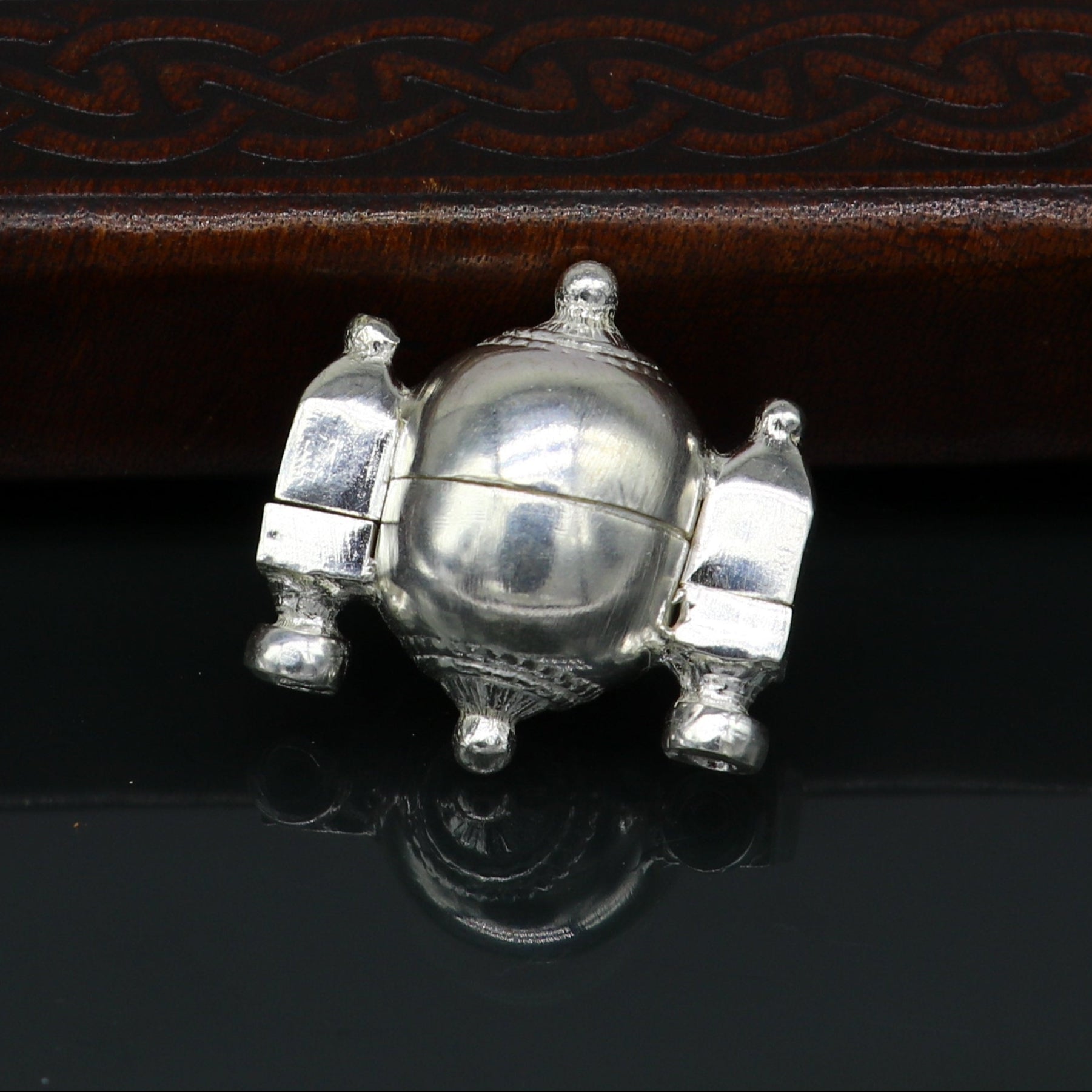 Sterling silver customized designer lord Shiva lingam box, unique rare stylish fancy box pendant, casket box south india jewelry nsp419 - TRIBAL ORNAMENTS