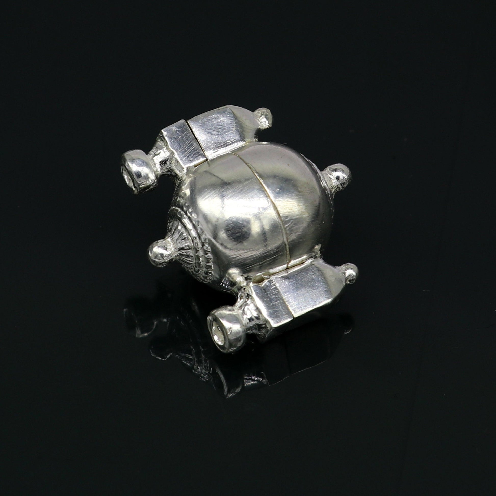 Sterling silver customized designer lord Shiva lingam box, unique rare stylish fancy box pendant, casket box south india jewelry nsp419 - TRIBAL ORNAMENTS