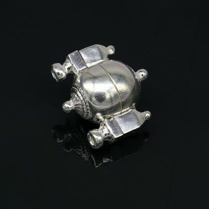 Sterling silver Lord Shiva Lingam box pendant with intricate design, crafted by Tribal Ornaments, South Indian jewelry style.