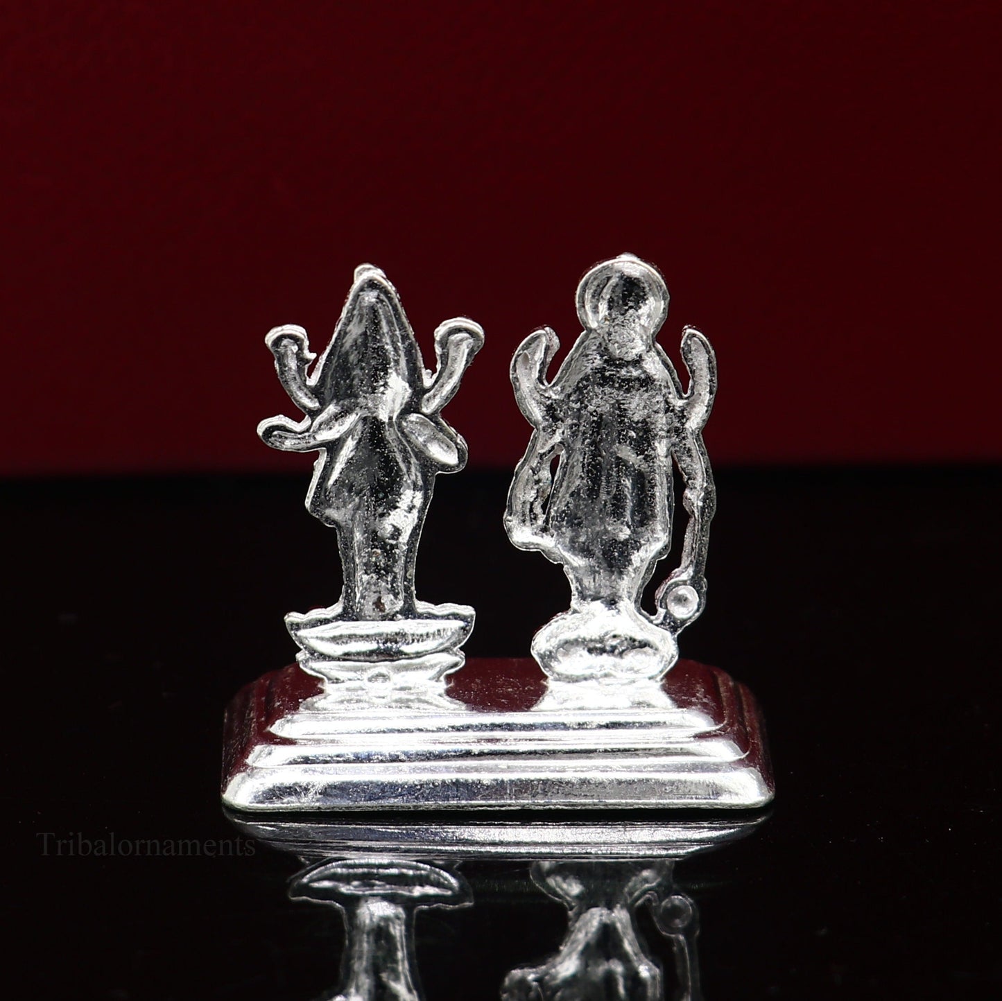 Sterling silver handmade design Indian Idols Lord Laxmi Narayana standing statue figurine, puja articles decorative gift diwali puja art84 - TRIBAL ORNAMENTS