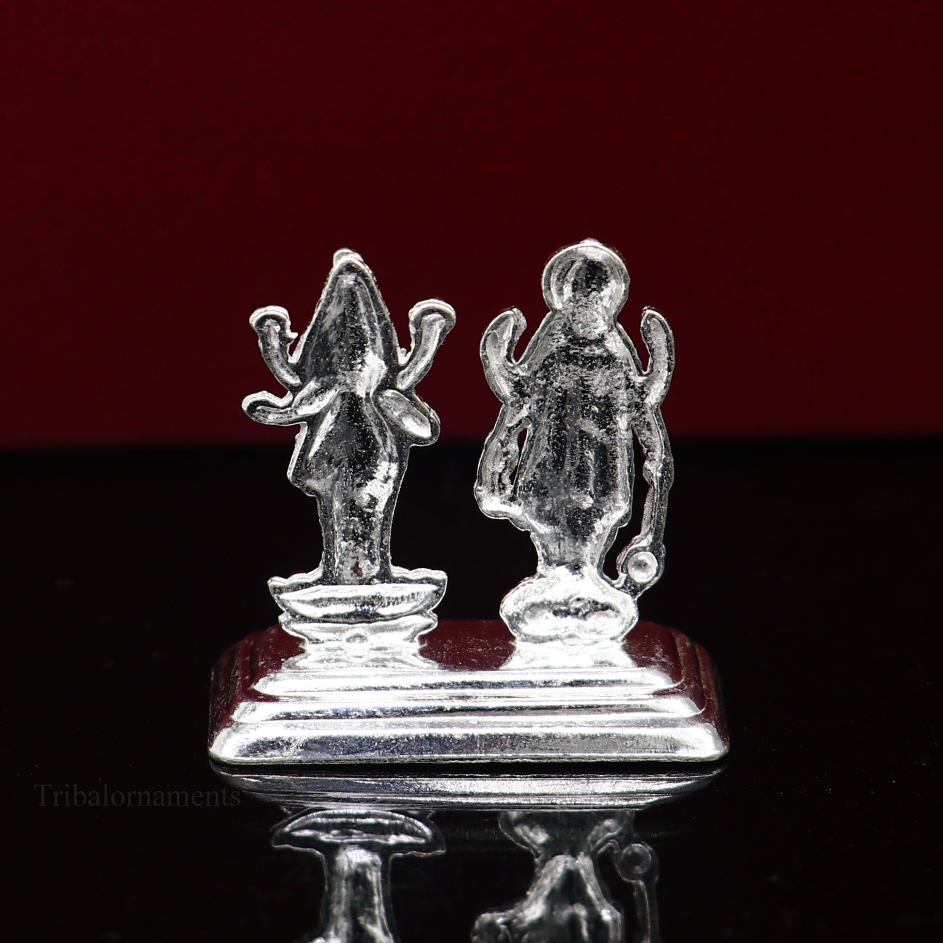 Sterling silver handmade design Indian Idols Lord Laxmi Narayana standing statue figurine, puja articles decorative gift diwali puja art84 - TRIBAL ORNAMENTS
