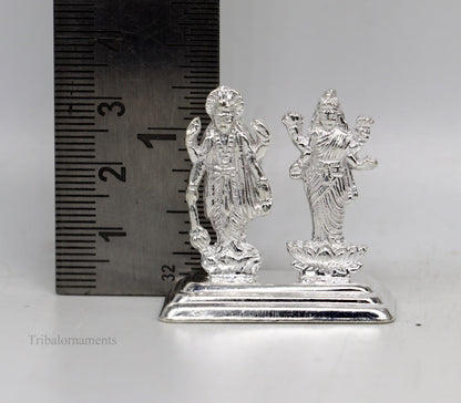Sterling silver handmade design Indian Idols Lord Laxmi Narayana standing statue figurine, puja articles decorative gift diwali puja art84 - TRIBAL ORNAMENTS