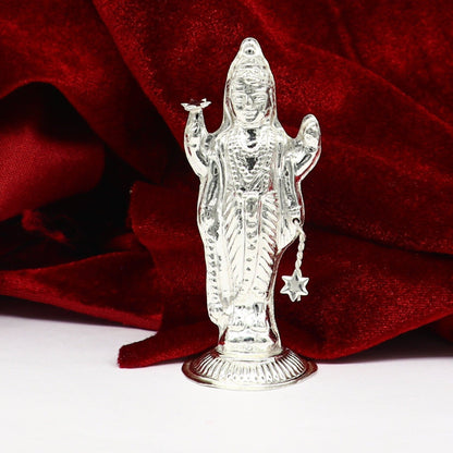 Sterling silver handmade design Indian Idols Lord Vishnu standing statue figurine, puja articles decorative gift diwali puja art78 - TRIBAL ORNAMENTS