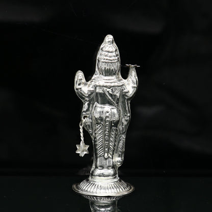 Sterling silver handmade design Indian Idols Lord Vishnu standing statue figurine, puja articles decorative gift diwali puja art78 - TRIBAL ORNAMENTS