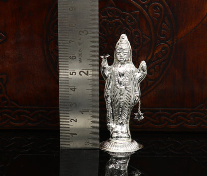 Sterling silver handmade design Indian Idols Lord Vishnu standing statue figurine, puja articles decorative gift diwali puja art78 - TRIBAL ORNAMENTS