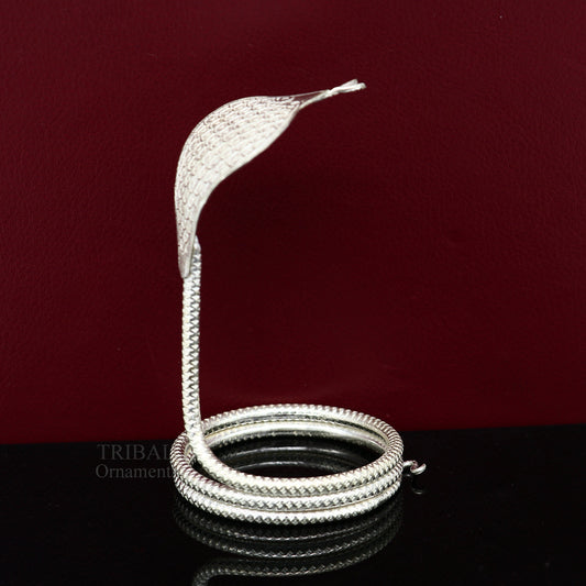 Sterling silver handmade fabulous vintage antique mini snake or shiva snake for puja or worshipping, solid Diwali puja article su671 - TRIBAL ORNAMENTS