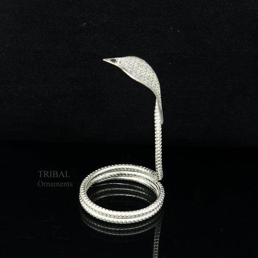 Sterling silver handmade fabulous vintage antique mini snake or shiva snake for puja or worshipping, solid Diwali puja article su672 - TRIBAL ORNAMENTS