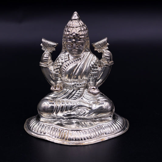 Sterling silver handmade gorgeous Goddess laxmi statue sculpture for Diwali puja customized art home temple article from sst01 - TRIBAL ORNAMENTS