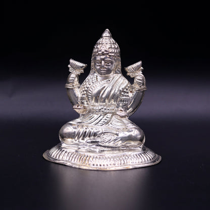 Sterling silver handmade gorgeous Goddess laxmi statue sculpture for Diwali puja customized art home temple article from sst01 - TRIBAL ORNAMENTS