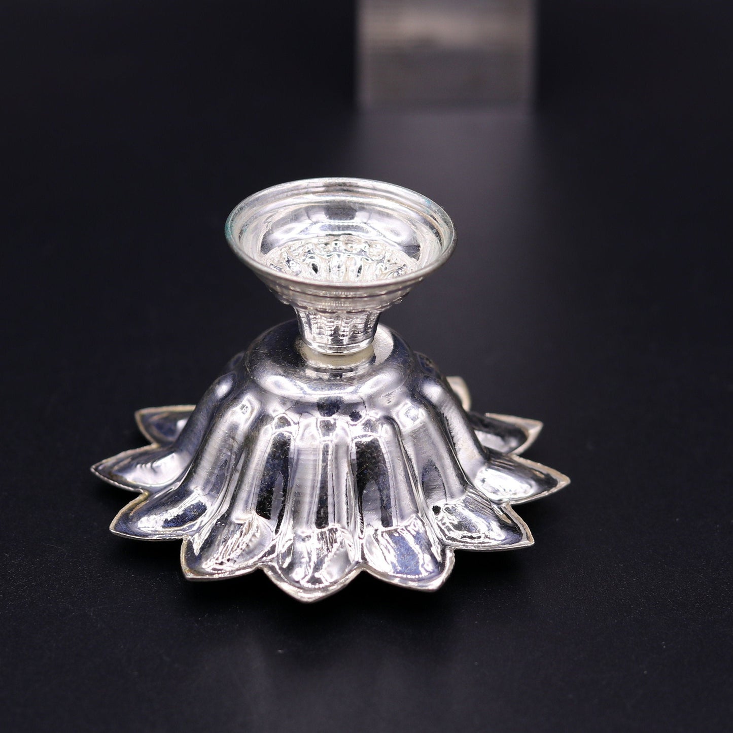 Sterling silver handmade gorgeous lamp oil lamp for home temple decoration gorgeous article collectible sst06 - TRIBAL ORNAMENTS