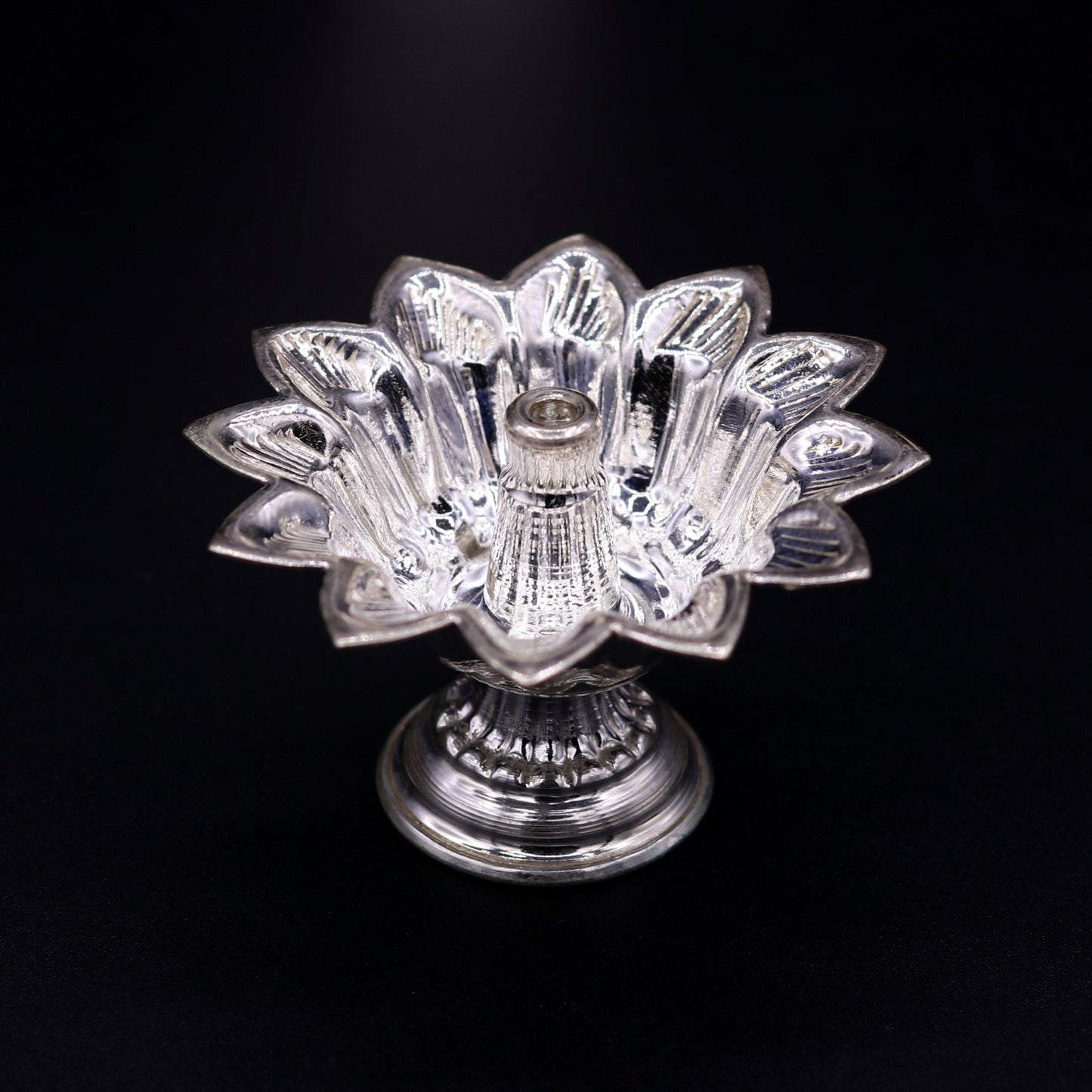 Sterling silver handmade gorgeous lamp oil lamp for home temple decoration gorgeous article collectible sst06 - TRIBAL ORNAMENTS