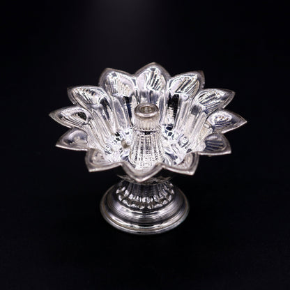 Sterling silver handmade gorgeous lamp oil lamp for home temple decoration gorgeous article collectible sst06 - TRIBAL ORNAMENTS