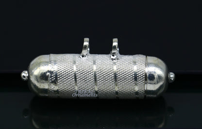 Sterling silver handmade gorgeous round tabiz handmade amulet box pendant, mantra box, silver tabiz/ mascot , kavacham jewelry nsp468 - TRIBAL ORNAMENTS