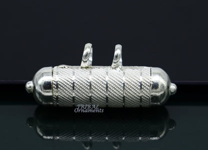 Sterling silver handmade gorgeous round tabiz handmade amulet box pendant, mantra box, silver tabiz/ mascot , kavacham jewelry nsp469 - TRIBAL ORNAMENTS