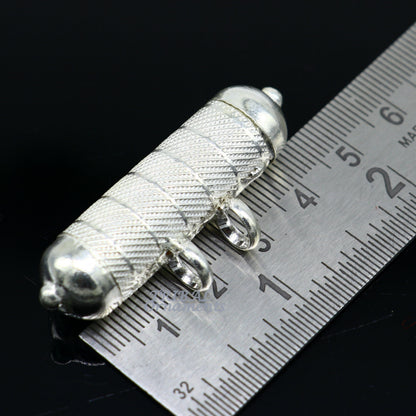 Sterling silver handmade gorgeous round tabiz handmade amulet box pendant, mantra box, silver tabiz/ mascot , kavacham jewelry nsp469 - TRIBAL ORNAMENTS