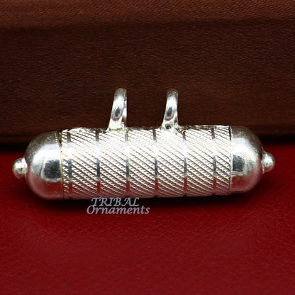 Sterling silver handmade gorgeous round tabiz handmade amulet box pendant, mantra box, silver tabiz/ mascot , kavacham jewelry nsp469 - TRIBAL ORNAMENTS