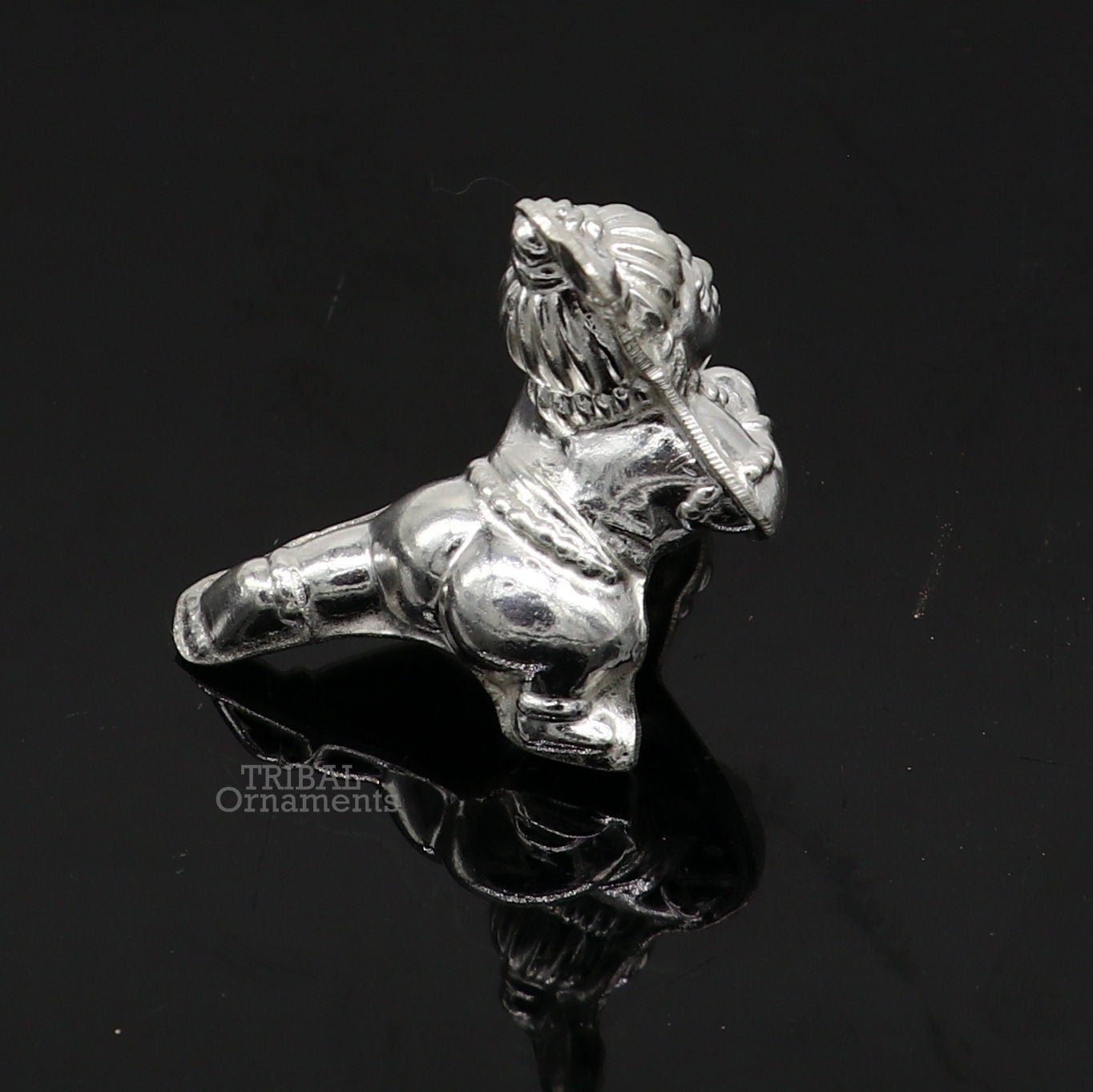 Sterling silver handmade Indian idol little baby Krishna, Ladu Gopal, small statue sculpture home temple balgopal puja art, utensils su742 - TRIBAL ORNAMENTS