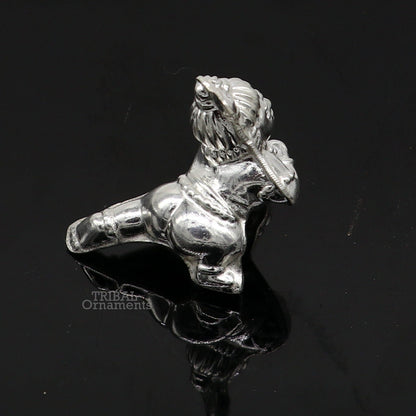 Sterling silver handmade Indian idol little baby Krishna, Ladu Gopal, small statue sculpture home temple balgopal puja art, utensils su742 - TRIBAL ORNAMENTS