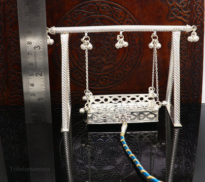 Sterling silver handmade Laddu Gopala jhula, Baby Krishna swing, child Krishna palana, silver jhula, laddu Gopal Jhula, silver article su382 - TRIBAL ORNAMENTS