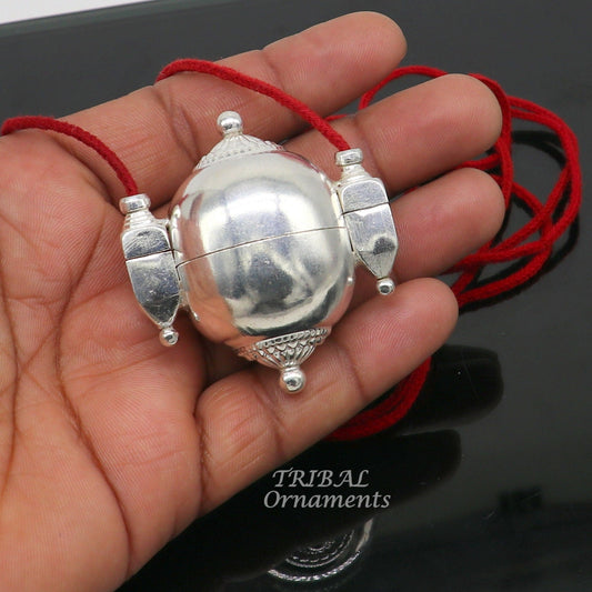 Sterling silver handmade lord shiva amazing lingam box container box pendant jewelry for belly dance nsp111 - TRIBAL ORNAMENTS