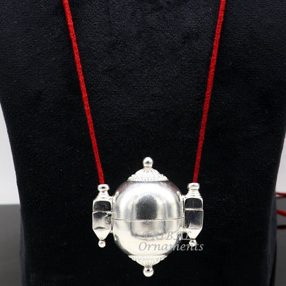 Sterling silver handmade lord shiva amazing lingam box container box pendant jewelry for belly dance nsp111 - TRIBAL ORNAMENTS