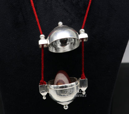 Sterling silver handmade lord shiva amazing lingam box container box pendant jewelry for belly dance nsp111 - TRIBAL ORNAMENTS