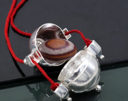 Sterling silver handmade lord shiva amazing lingam box container box pendant jewelry for belly dance nsp111 - TRIBAL ORNAMENTS