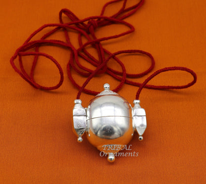 Sterling silver handmade lord shiva amazing lingam box container box pendant jewelry for belly dance nsp111 - TRIBAL ORNAMENTS