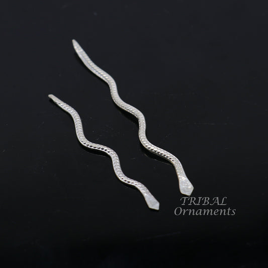 Sterling silver handmade Nag Nagin snake joda pair for puja or worshipping su967 - TRIBAL ORNAMENTS
