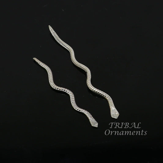 Sterling silver handmade Nag Nagin snake joda pair for puja or worshipping su967 - TRIBAL ORNAMENTS