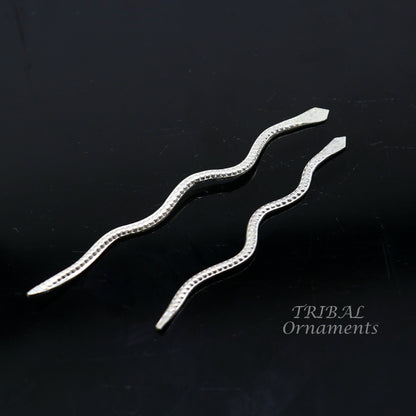 Sterling silver handmade Nag Nagin snake joda pair for puja or worshipping su967 - TRIBAL ORNAMENTS
