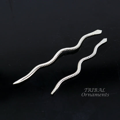 Sterling silver handmade Nag Nagin snake joda pair for puja or worshipping su967 - TRIBAL ORNAMENTS