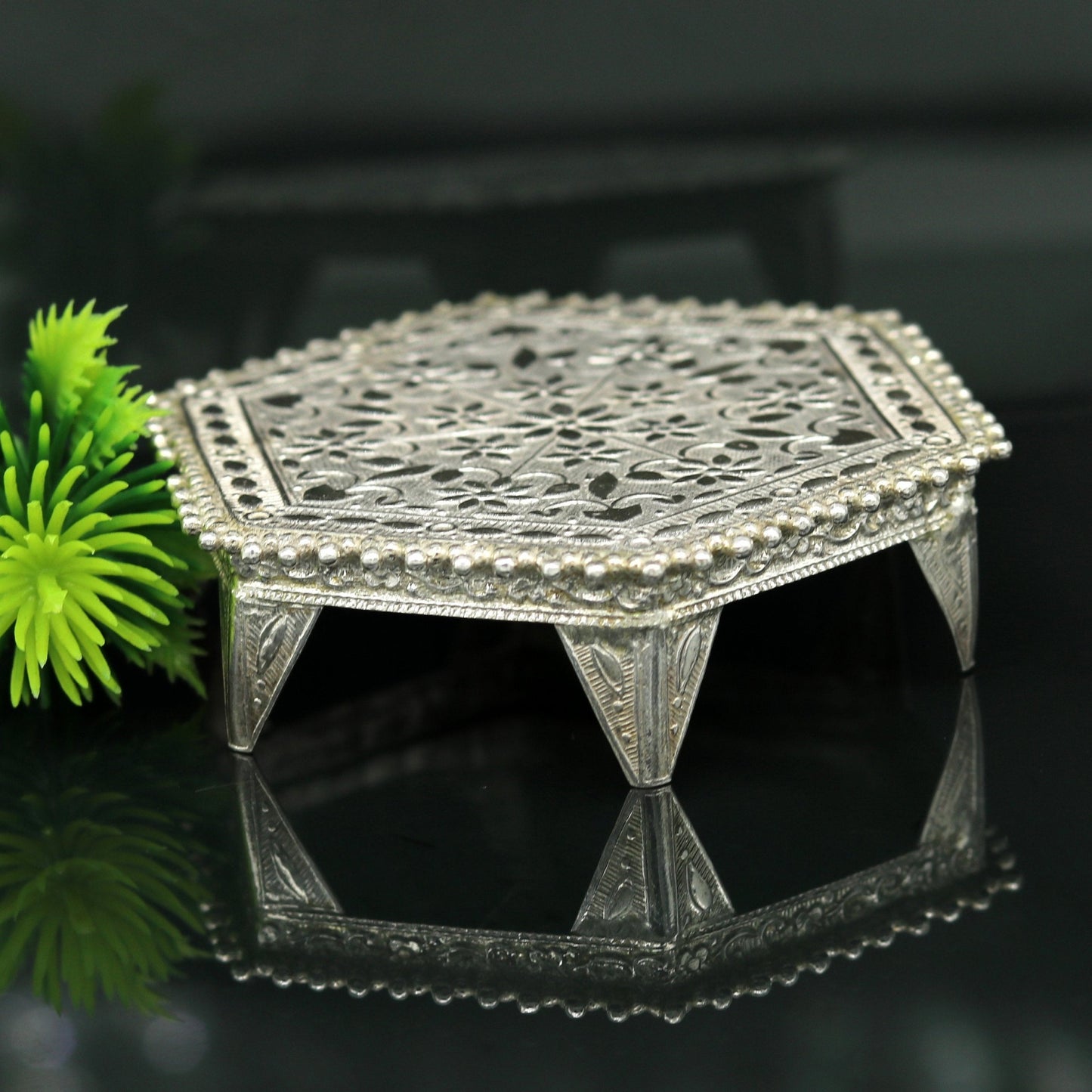 Sterling silver handmade solid silver gorgeous silver handcrafted customize bazot, excellent home puja utensils home temple art nsv84 - TRIBAL ORNAMENTS