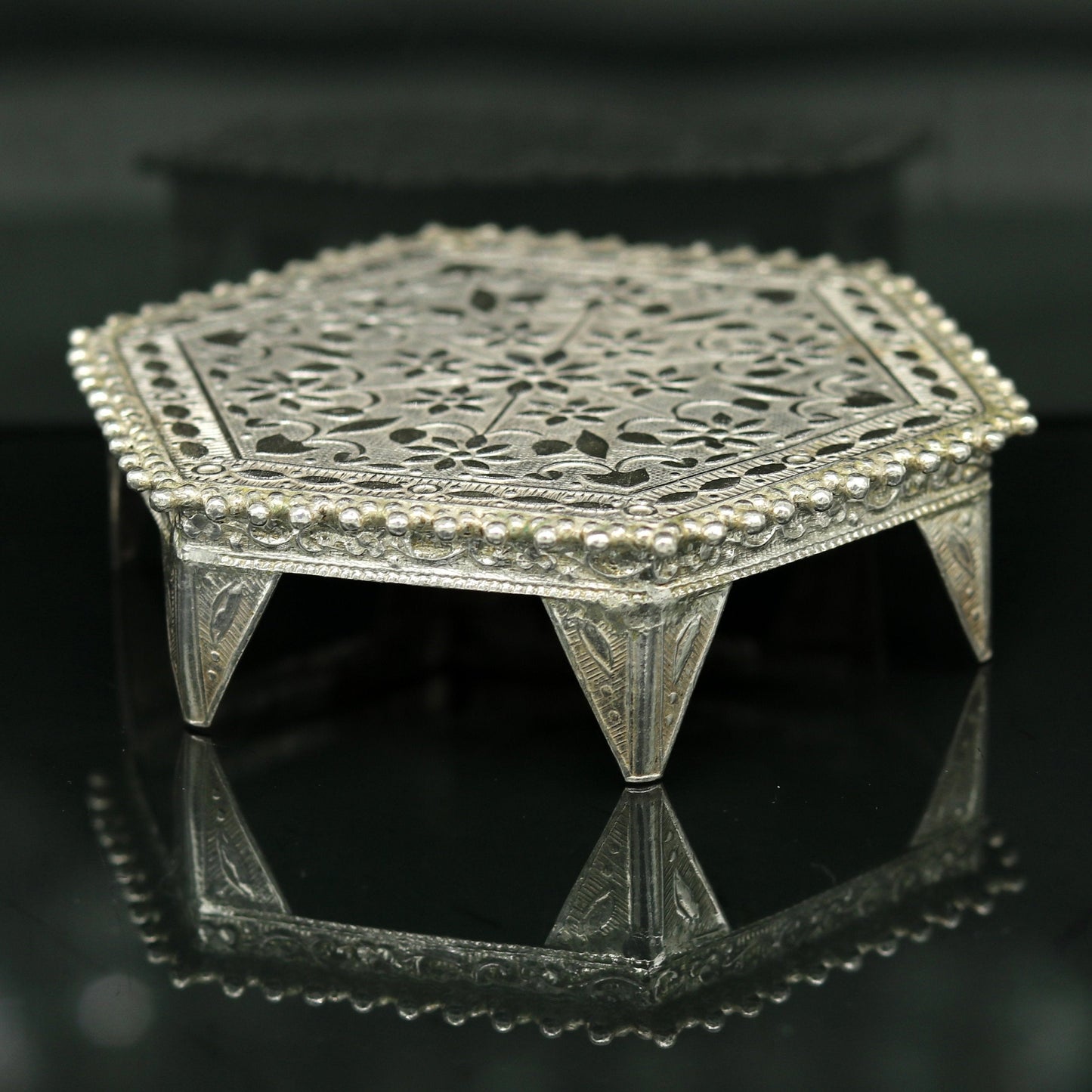 Sterling silver handmade solid silver gorgeous silver handcrafted customize bazot, excellent home puja utensils home temple art nsv84 - TRIBAL ORNAMENTS