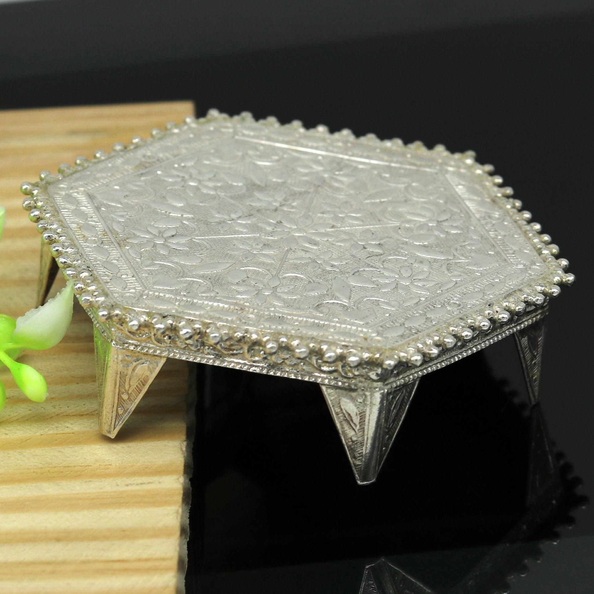 Sterling silver handmade solid silver gorgeous silver handcrafted customize bazot, excellent home puja utensils home temple art nsv84 - TRIBAL ORNAMENTS