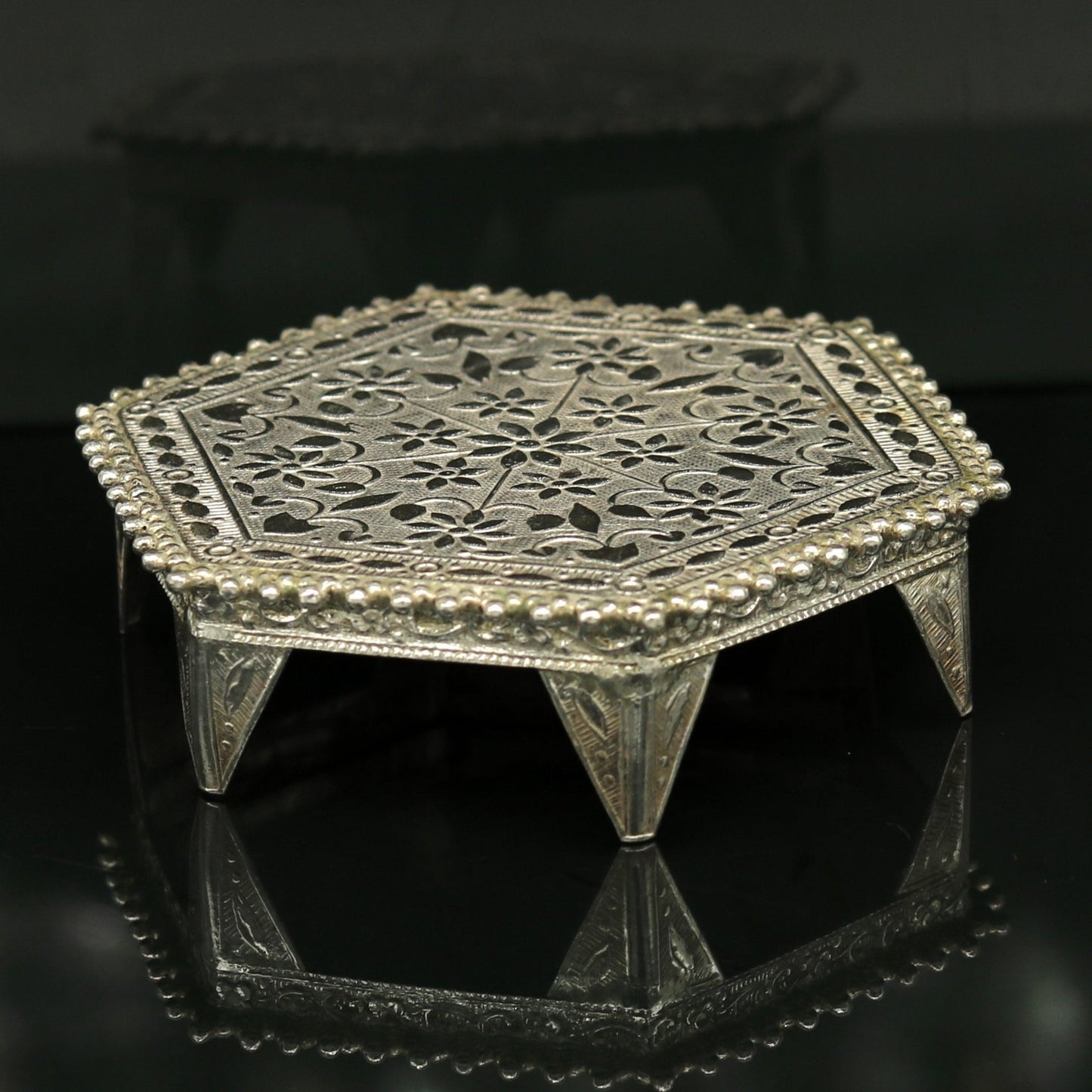 Sterling silver handmade solid silver gorgeous silver handcrafted customize bazot, excellent home puja utensils home temple art nsv84 - TRIBAL ORNAMENTS