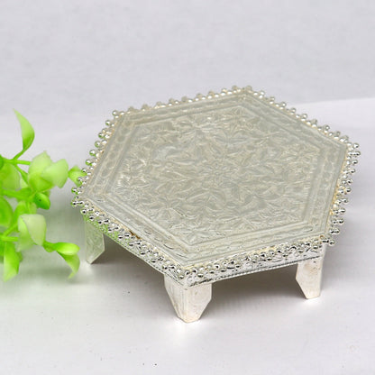 Sterling silver handmade solid silver gorgeous silver handcrafted customize mini table/bazot, excellent home puja utensils temple art su344 - TRIBAL ORNAMENTS