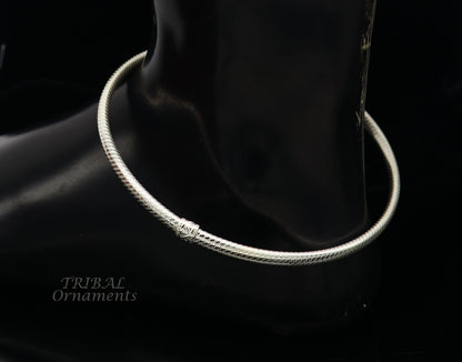 Sterling silver Indian traditional handmade vintage foot kada ankle bracelet for women, tribal jewelry, customized design