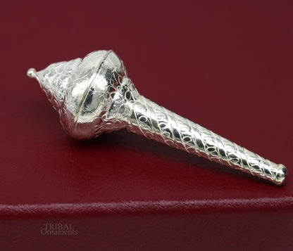 Sterling silver handmade vintage style lord Hanuman Gada/Mace, divine gift for idol hanuman for best wishes puja articles su606 - TRIBAL ORNAMENTS