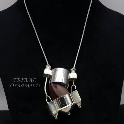 Sterling silver stylish vintage antique designer Idol shiva lingam box pendant, casket box pendant for shiva lingam, ethnic inidia set493 - TRIBAL ORNAMENTS