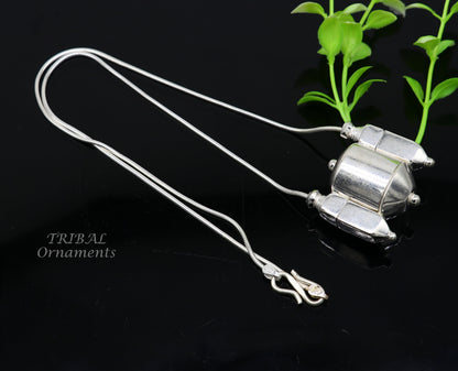 Sterling silver stylish vintage antique designer Idol shiva lingam box pendant, casket box pendant for shiva lingam, ethnic inidia set493 - TRIBAL ORNAMENTS
