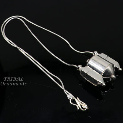 Sterling silver stylish vintage antique designer Idol shiva lingam box pendant, casket box pendant for shiva lingam, ethnic inidia set493 - TRIBAL ORNAMENTS