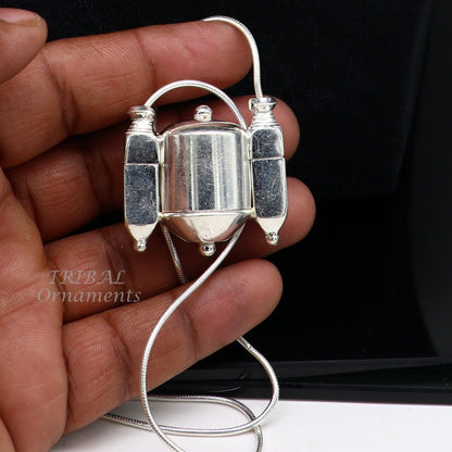 Sterling silver stylish vintage antique designer Idol shiva lingam box pendant, casket box pendant for shiva lingam, ethnic inidia set493 - TRIBAL ORNAMENTS