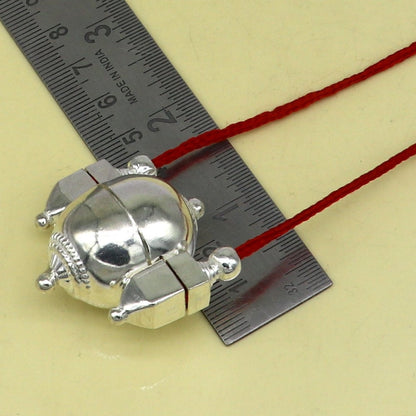 Sterling silver vintage Shiva Lingam box pendant by TRIBAL ORNAMENTS, stylish antique design for spiritual jewelry.