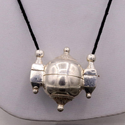 Sterling silver vintage Lord Shiva Lingam pendant with mantra box, tribal stylish custom jewelry by TRIBAL ORNAMENTS.