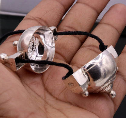Sterling silver vintage Lord Shiva Lingam pendant with mantra box, tribal-style custom jewelry by TRIBAL ORNAMENTS.